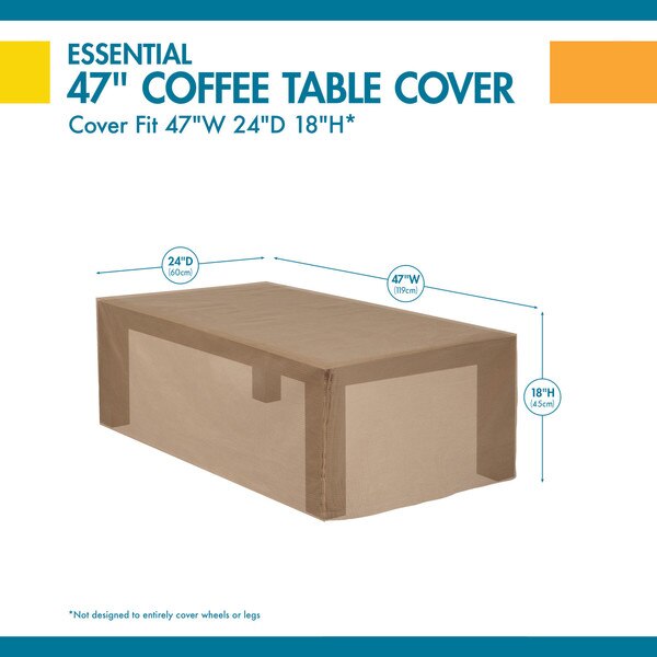 Essential Tan Patio Rectangular Coffee Table Cover, 26
