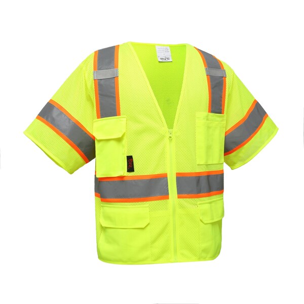 Class 3 Premium Vest, 6 Pockets, Lime, 5XL