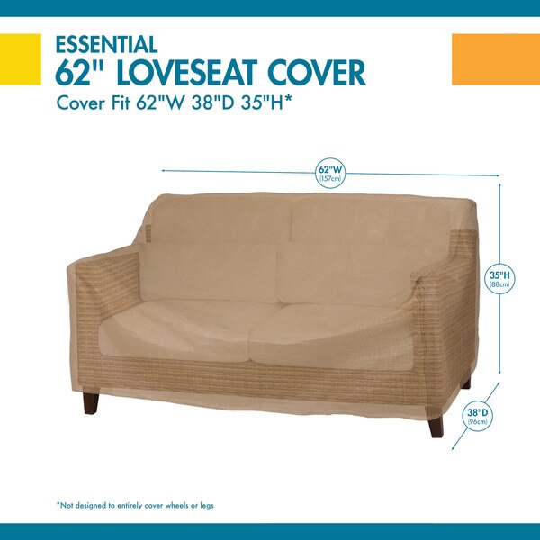 Essential Latte Patio Loveseat Cover, 62