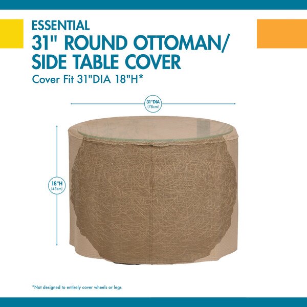 Essential Latte Patio Round Ottoman Cover, Essentia, 31
