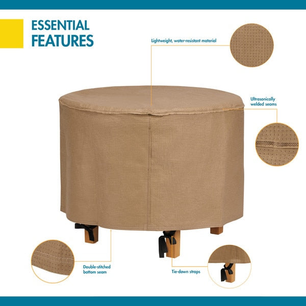 Essential Latte Patio Round Ottoman Cover, Essentia, 31