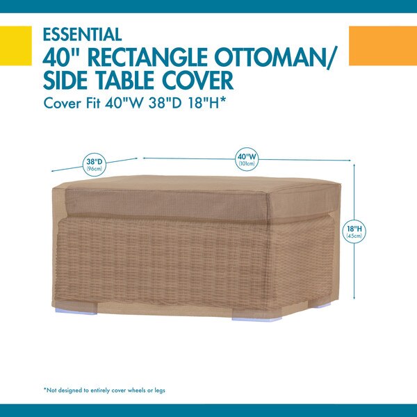Essential Latte Patio Rectangle Ottoman Cover, 40