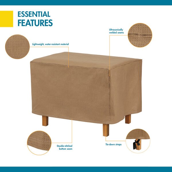 Essential Latte Patio Rectangle Ottoman Cover, 40