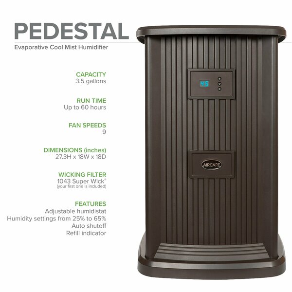 Evaporative Humidifier, 3.5 gal, 2,400 sq. ft., Pedestal Style