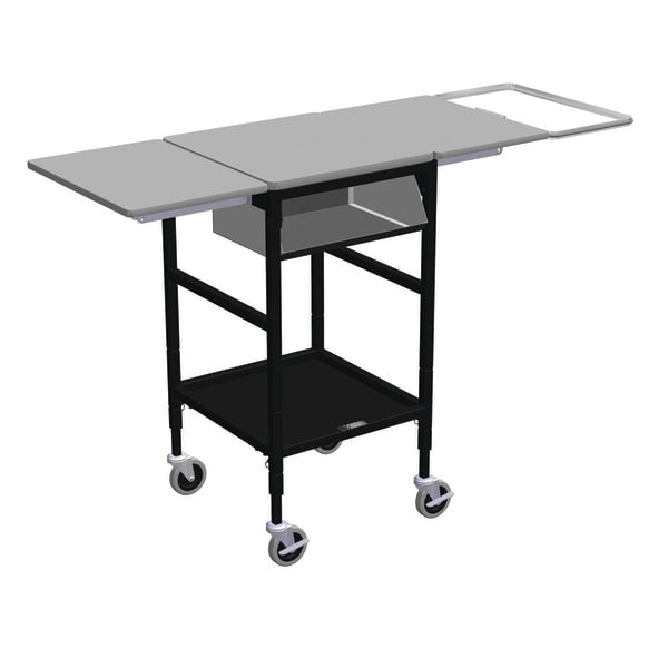 Sm Mobile Table w/Drop Lvs, Org. Bin, Trash Bag Holder & Bottom Shelf