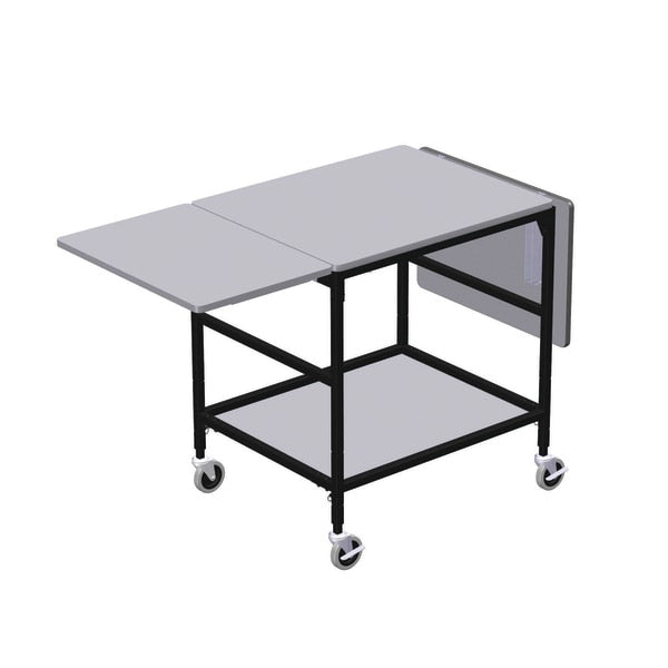 Mobile Work Table with Drop Leaves & Bottom Shelf