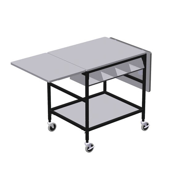 Mobile Work Table with Drop Leaves, 4 Comp Org. Bin & Bottom Shelf