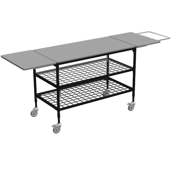 Large Table with Drop Lves, Trash Bag Holder, Mid & Btm Grid Shlf