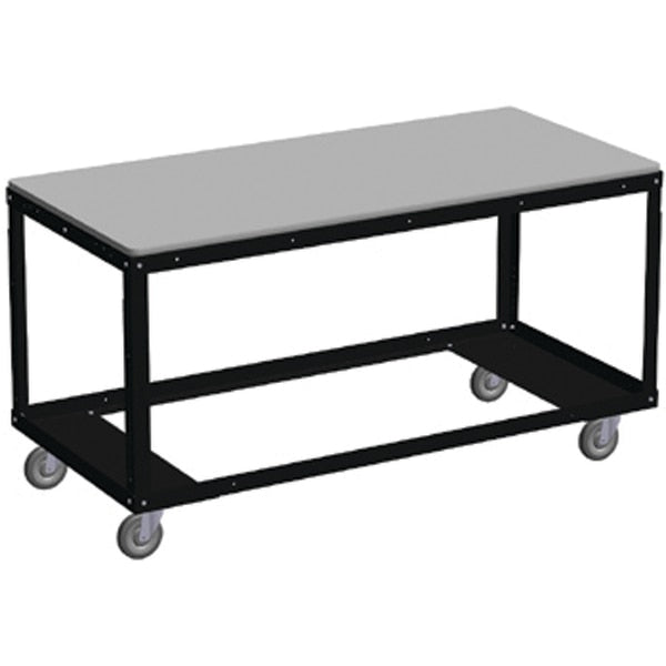 Heavy Duty Mobile Work Table with Drop Leaves & Bottom Grid Shelf