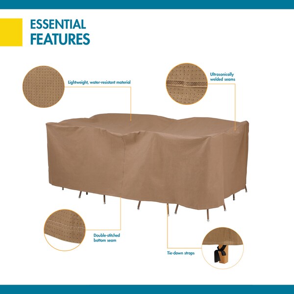 Essential Latte Patio Rectangle Table Set Cover, 96