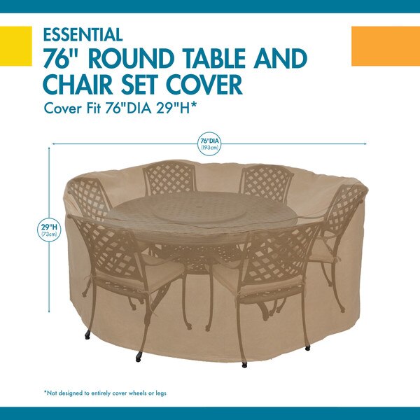 Essential Latte Patio Round Table Set Cover, 76