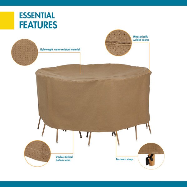 Essential Latte Patio Round Table Set Cover, 76