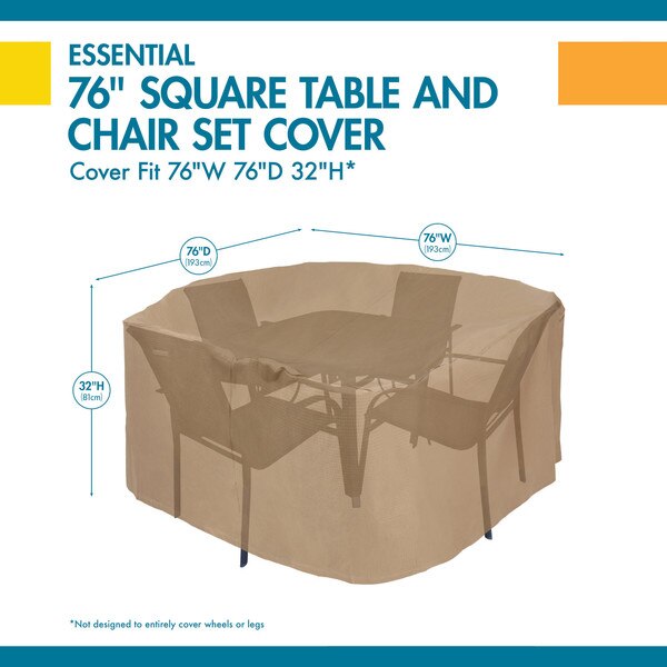 Essential Latte Patio Square Table Set Cover, 76