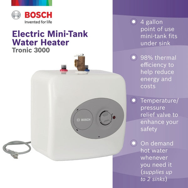Point-of-Use Water Heater, Wall Mount, 120V AC, 4 gal, 1,440 W, Single Phase, 12.25 in H