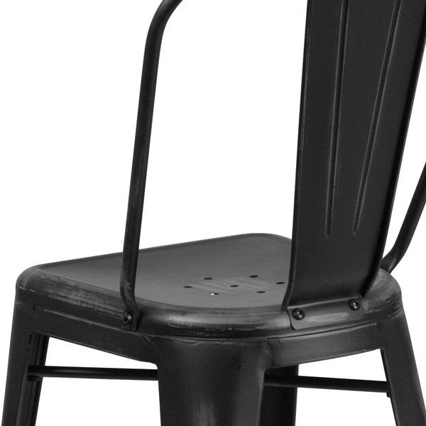 Distressed Black Metal Stool