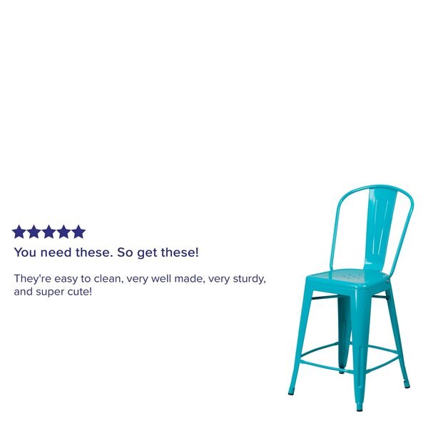 Teal Metal Outdoor Stool, 24