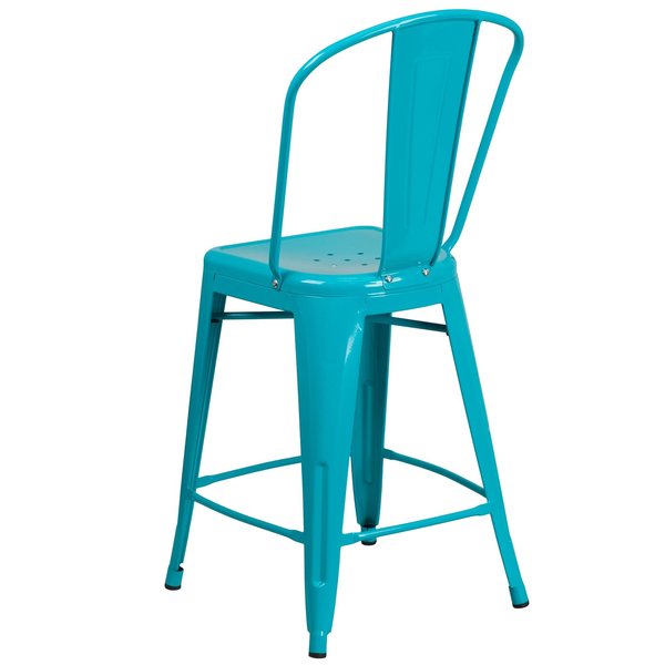Teal Metal Outdoor Stool, 24
