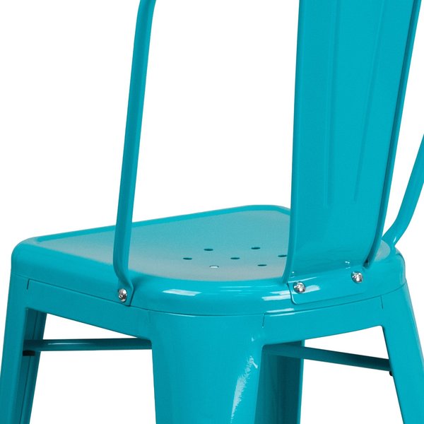 Teal Metal Outdoor Stool, 24