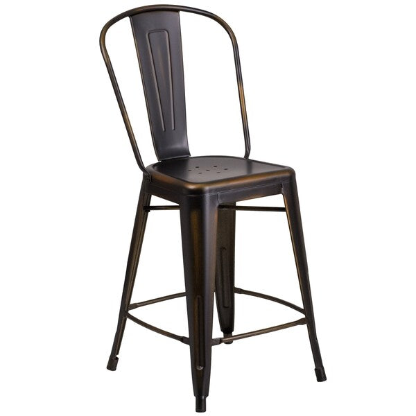 Distressed Copper Metal Stool