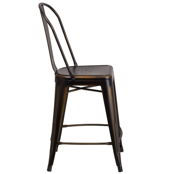 Distressed Copper Metal Stool