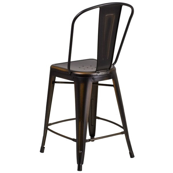 Distressed Copper Metal Stool