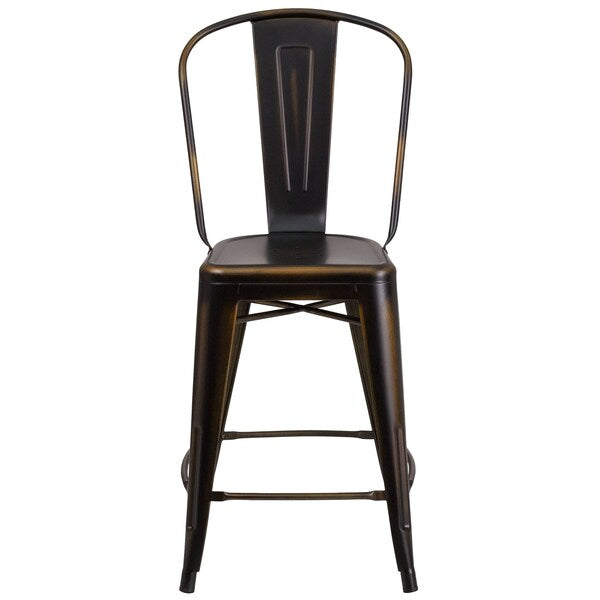 Distressed Copper Metal Stool