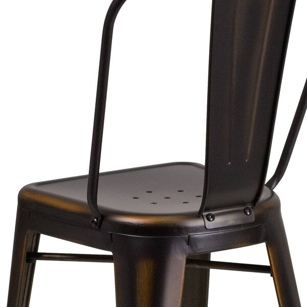 Distressed Copper Metal Stool
