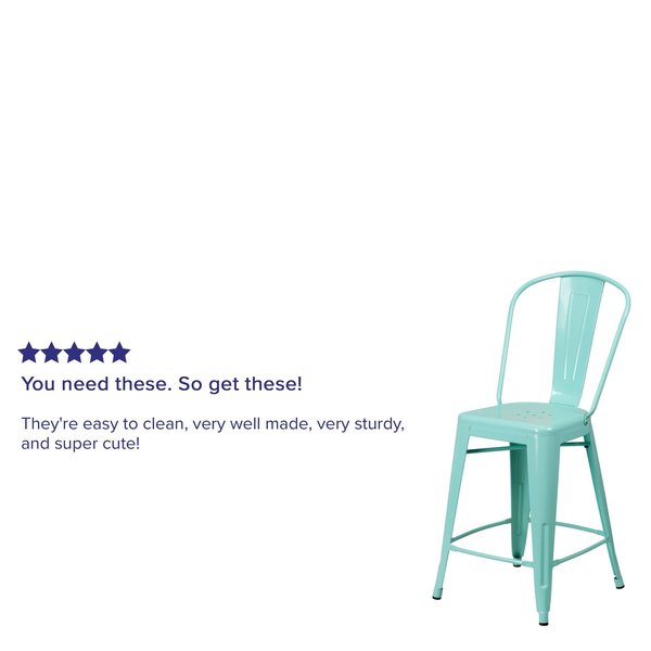 Mint Metal Outdoor Stool, 24
