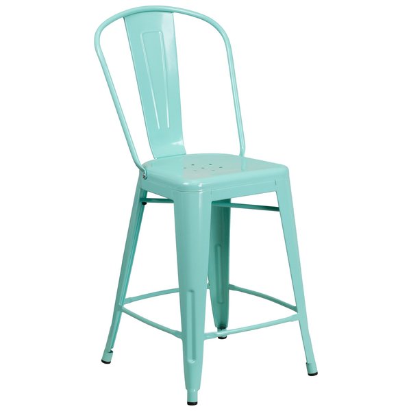 Mint Metal Outdoor Stool, 24