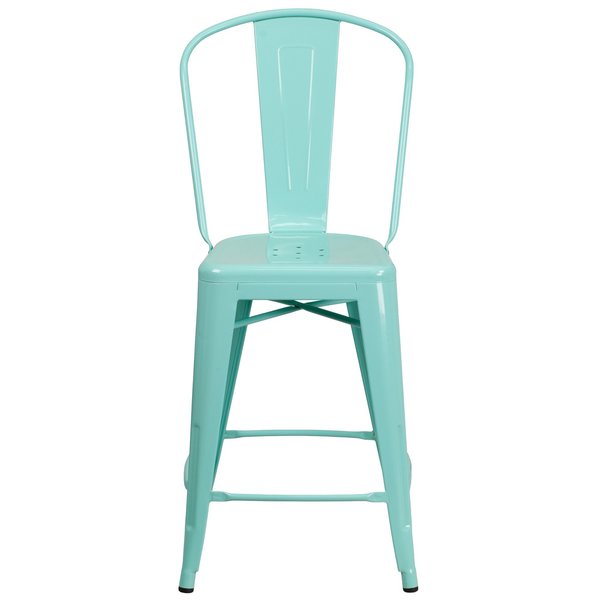 Mint Metal Outdoor Stool, 24