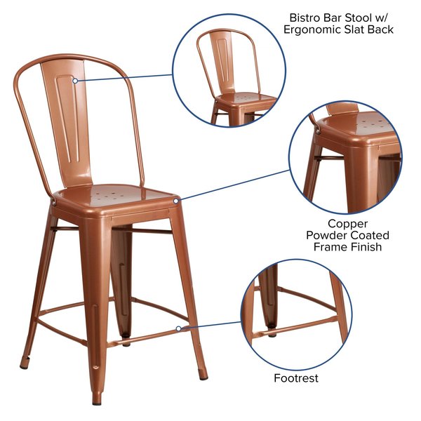 Coppr Metal Outdoor Stool, 24