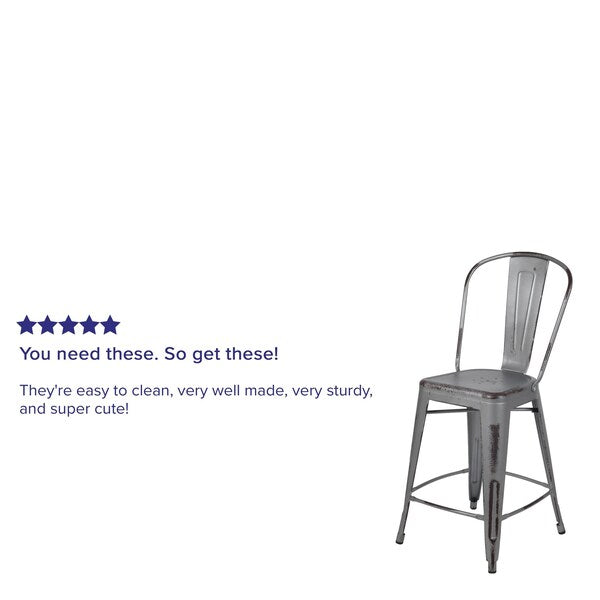 Distressed Silver Stool, 24