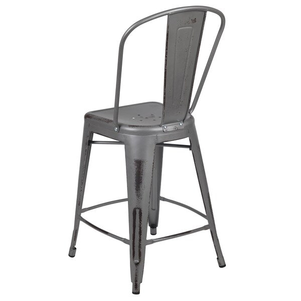 Distressed Silver Stool, 24