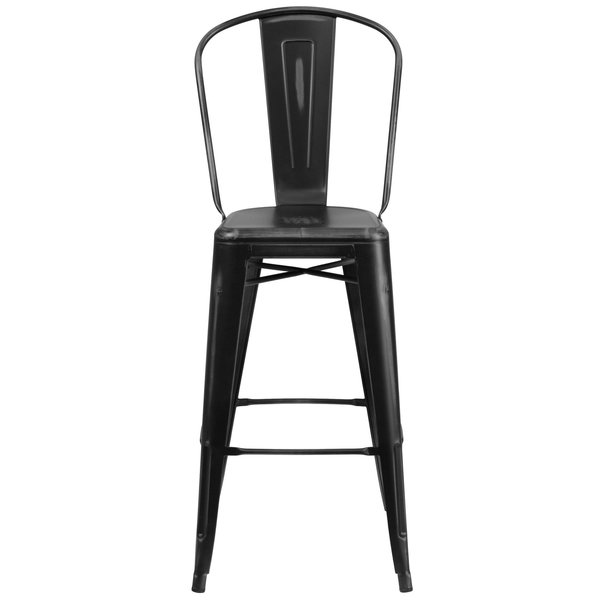Distressed Black Metal Stool, Seat Height Range: 30