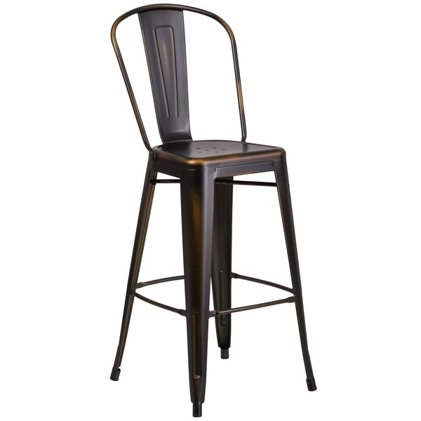 Distressed Copper Metal Stool