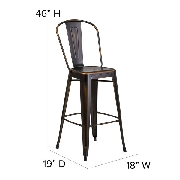 Distressed Copper Metal Stool