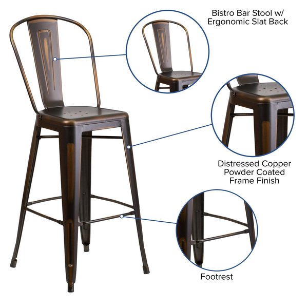 Distressed Copper Metal Stool