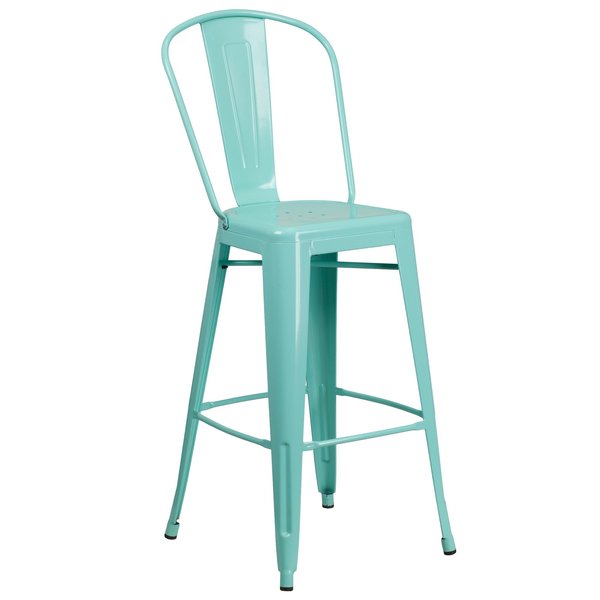Mint Metal Outdoor Stool, 30