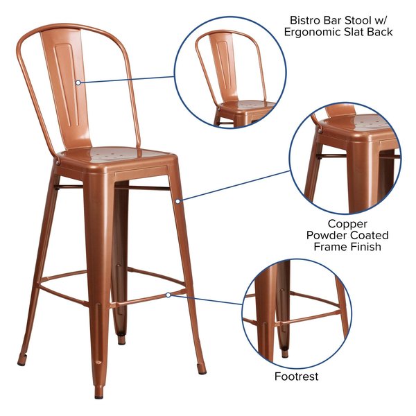Coppr Metal Outdoor Stool, 30