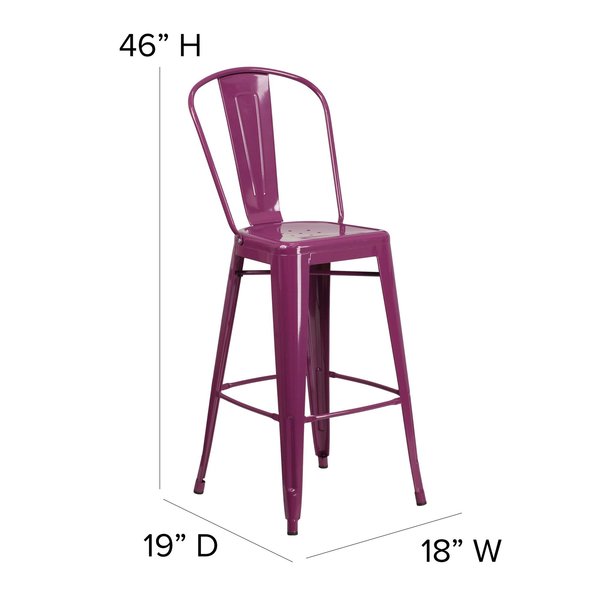 Purp Metal Outdoor Stool, 30