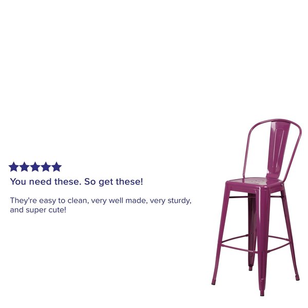 Purp Metal Outdoor Stool, 30