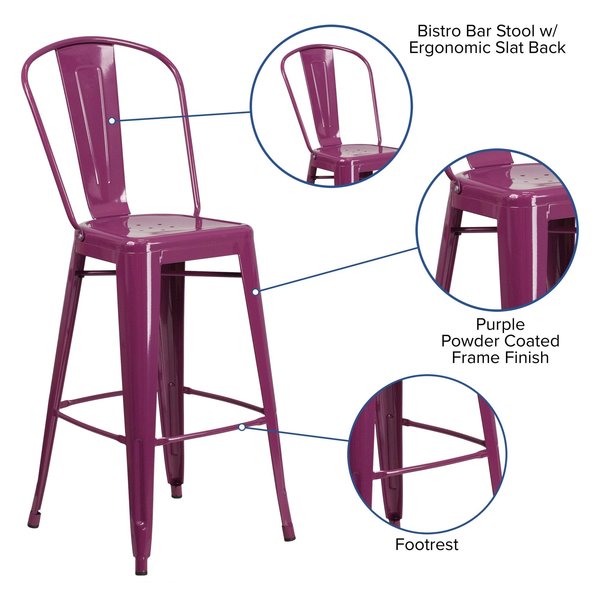 Purp Metal Outdoor Stool, 30