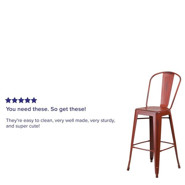 Distressed Red Metal Stool, Material: Rubber