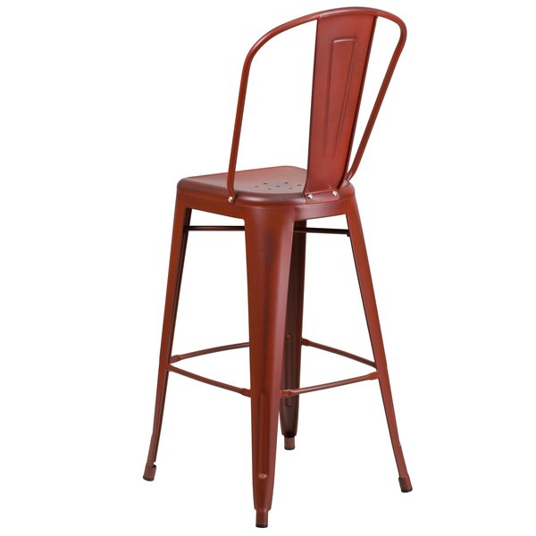 Distressed Red Metal Stool, Material: Rubber
