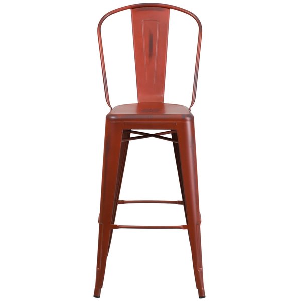 Distressed Red Metal Stool, Material: Rubber