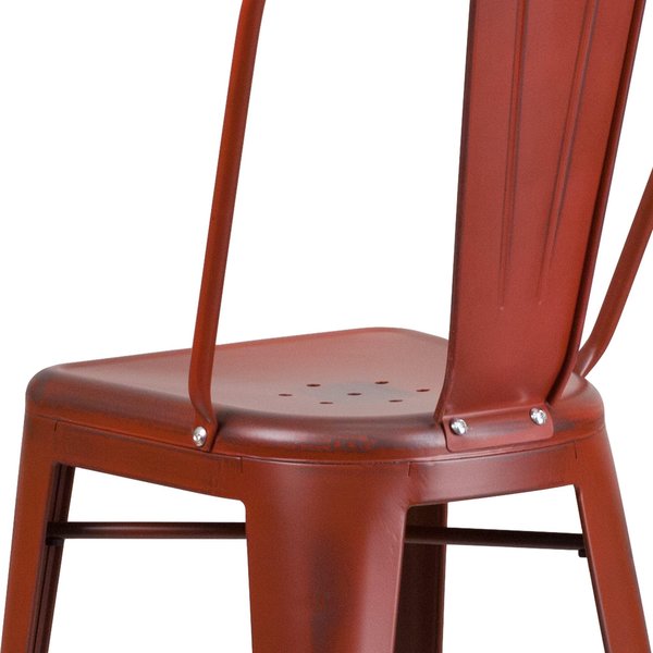 Distressed Red Metal Stool, Material: Rubber