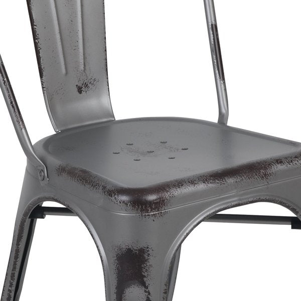 Distressed Silver Gray Metal Indoor-Outd