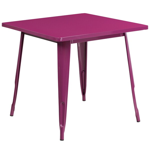 Square Purple Metal Table, 31.5SQ, 31.5