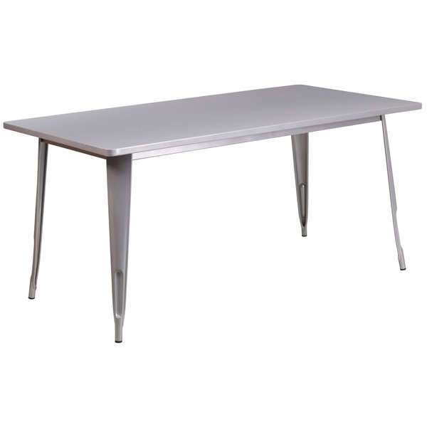 Rectangle Silver Metal Table Set, 31-1/2