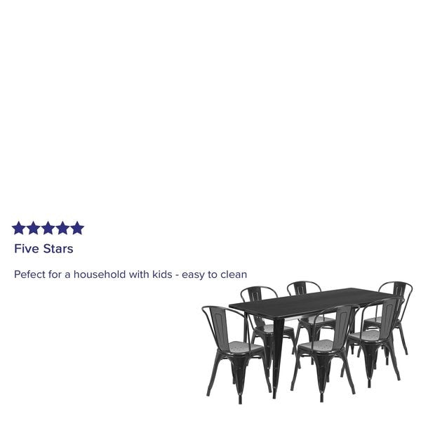 Rectangle Black Metal Table Set, 31-1/2